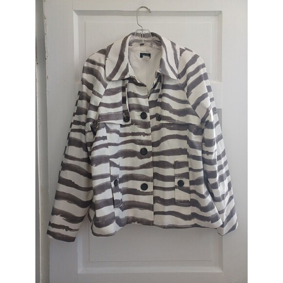Jackets & Blazers - J.Crew zebra swing jacket 12 gray animal print cottonblend short trench classic